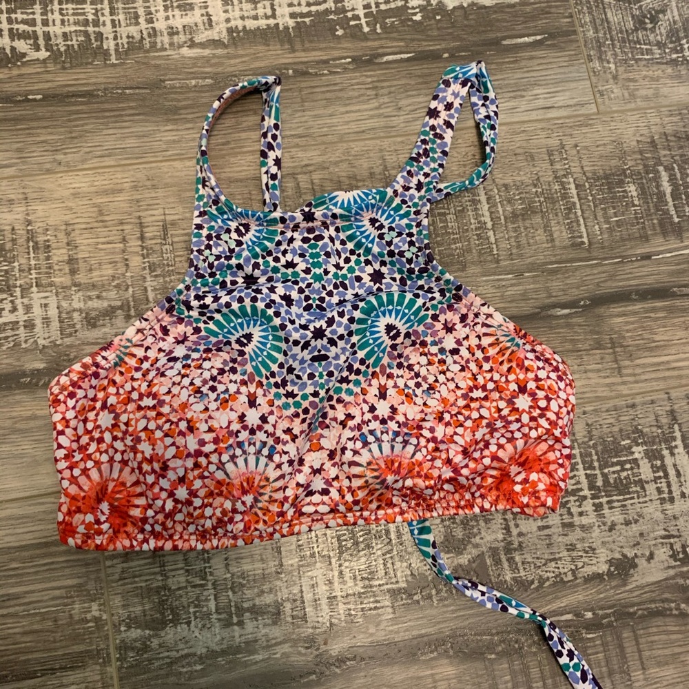 women’s high neck cross back swim top